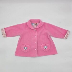 Peek A Babe Pink Fleece Coat Heart Size Toddler Girl 24 Months
